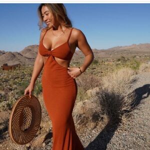 Miramar knit ribbed maxi dress w back slit M